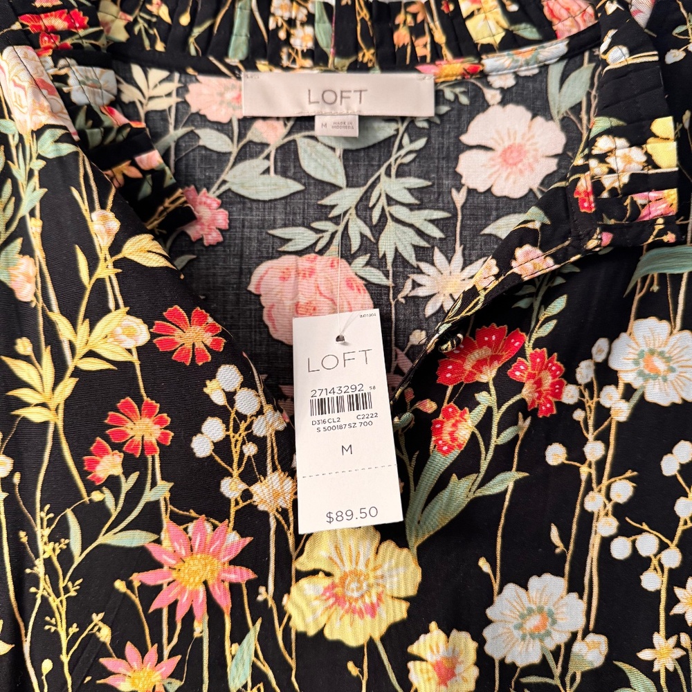 Loft Black Floral Mini Dress-NWT